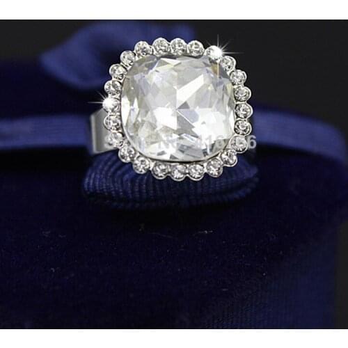 New design Luxury Quality 13mm Big CZ Austrian Crystal Ring Jewelry for Women Gift