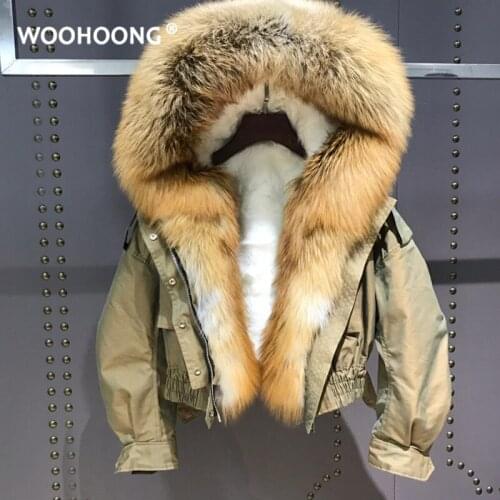 Winter Real Fur Coat Woman Short Natural Silver Fox Red Fox Pie Overcoming Coat Wool Liner Fashion Korean Bat Style Tooling Styl