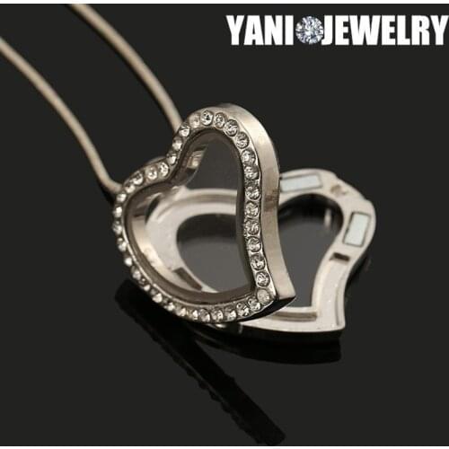 10pcs/lot Mix Colors Crystal Heart Love Glass Memory Living Floating Charms Locket Necklaces Women Men Party Lover Gift Jewelry