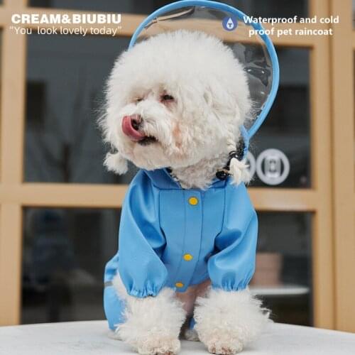 2021 Dog Four Seasons Raincoat Small Medium And Large Dog Pet Poncho Four Foot Full Package Waterproof Teddy Sherena Raincoat