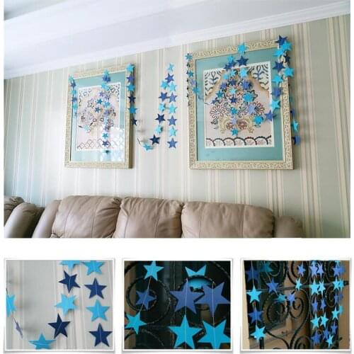 4meter pearlized stars paper Flag Party bell garland Decoration Banner Bunting for birthday wedding event Wh