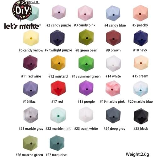 LetS Make 14Mm 50Pc Silicone Teethers Chewable Beads For Baby Teething Food Grade Silicone Diy Jewelry Accessories Hexagon Bead