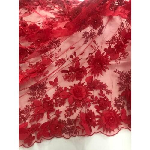 Beading Lace Fabric Tulle Mesh Embroidery Wedding Lace Material Luxury SYJ-2888822