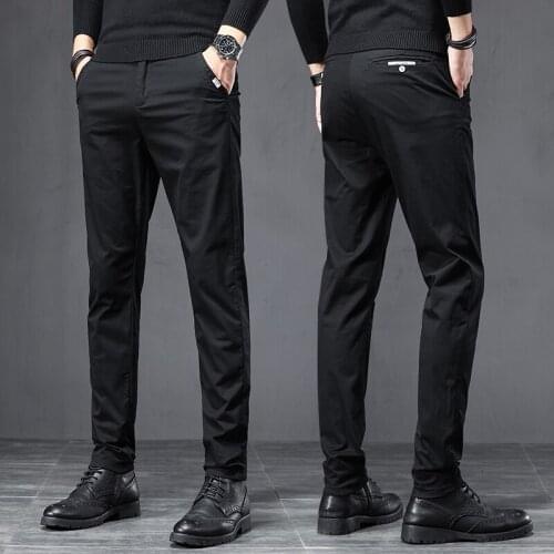 Brand High Quality Spring Autumn Cotton Stretch Mens Classic Formal Pants Business Khaki Grey Trousers Male Plus Size 28-38