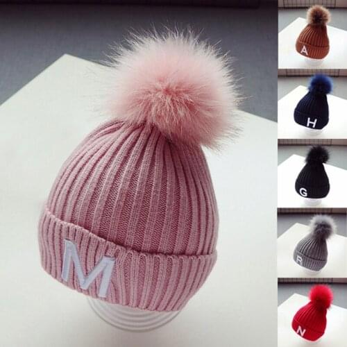 Children Autumn And Winter Knitted Elastic Hats Warm Comfortable Ski Hat Kids Solid Color Fashion Boys Girls Fluffy Pompom Caps
