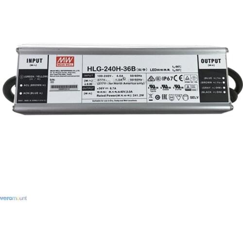 Meanwell Dimming Power Supply HLG-240H-36B Dimmable LED Driver AC Input to DC 36V 6.7A 240W IP67 Waterproof for 3pc CXB3590