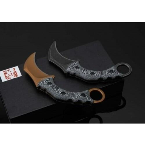 Bailian Warcraft Claw Karambit Knife D2 Blade G10 Handle Fixed Blade Cutter EDC Survival Tool Tactical Pocket Training Knifes