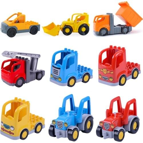 Classic Big Building Blocks City Bulldozer Engineering Car Accessory Toys For Children Compatible With Duplo Sets Birthday Gift