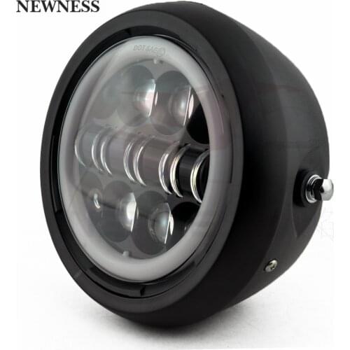 Motorcycle 7.5 Inch Led Headlight Universal 7.5" Round Head Light for Harley Sportster Cafe Racer Bobber Honda 16leds Full Halo