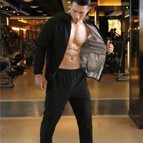 Men Sauna Suit Heavy Duty Weight Lost Fitness Clothing High Quality Body Building Running Jogging Training Gym Sportswear M-4XL