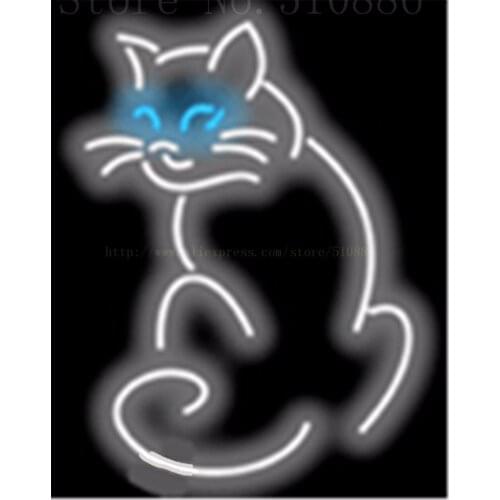 17*14" Cat NEON SIGN REAL GLASS BEER BAR PUB LIGHT SIGNS store display Packing occasional Bulbs home Advertising Lights