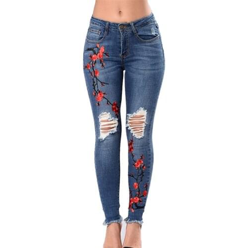 Женские джинсы с вышивкой OKXGNZ China At AliExpress