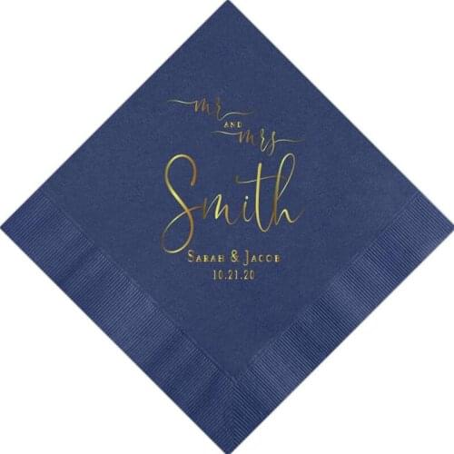 Personalized Honeymoon Wedding Napkins Monogram Beverage Bridal shower Dessert Appetizers Luncheon Dinner Guest