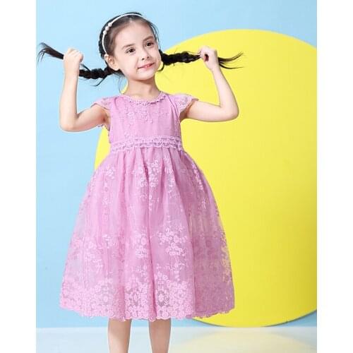 Flower Girls Dress Casual Lace Princess Costume Baby Girl Clothes Short Sleeve Dress Kids Clothing Vestido For 3 4 5 6 7 8 Yrs