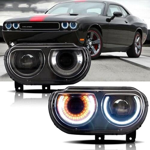 Suitable for 08-14 Dodge Challenger headlight assembly LED colorful running lights