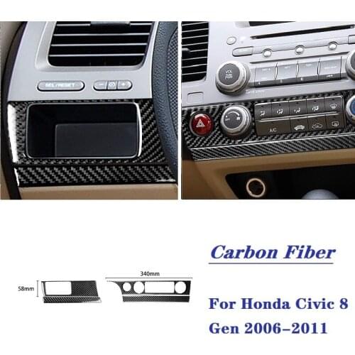 Fit For Honda Civic 8 Gen 2006-2011 Interior Car Accessories Air Conditioning Panel Headlight Switch Frame Carbon Fiber Sticker
