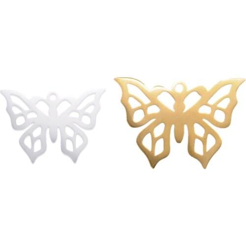 10pcs Gold Color Real Stainless Steel Butterfly Charms Butterfly Pendant for DIY Bracelet Necklace Jewelry Making