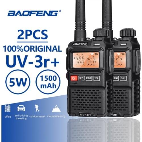 2pcs BaoFeng UV-3R+ Upgrade Version Mini Walkie Talkie Dual Band Dual Display Amateur Radio Amador Ham Two Way Radio Comunicador