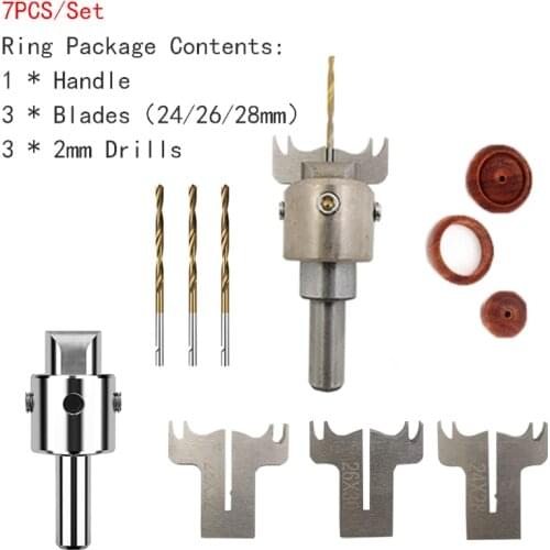 Premium Finger Ring Drill Bit Carbide Blades handle Drill Woodworking Milling Cutter Ring Molding Tool DIY 24/26/28mm