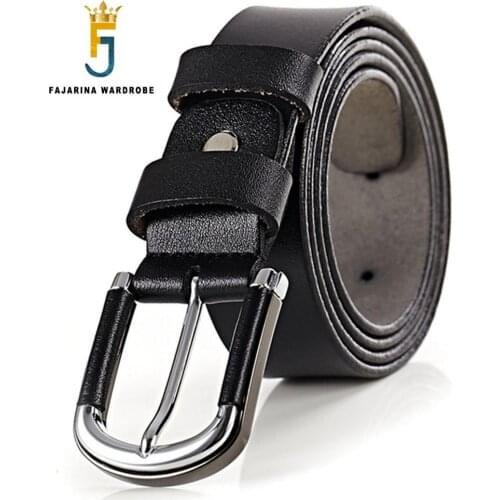 FAJARINA Lady Quality 100% Pure Cow Skin Leather Belt Black Blue Retro Clasp Style Cowhide Belts for Women Freeshipping N17FJ040