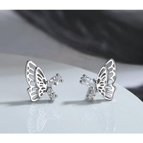 Butterfly Stud Earrings Geometric Fashion Jewelry Crystal Bohemian Fashion Korean Earrings for Women