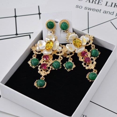 Brincos Ohrringe Phone wholesale Earring Luxury New exaggerated stone cross stud earrings female flowers for women jewelry