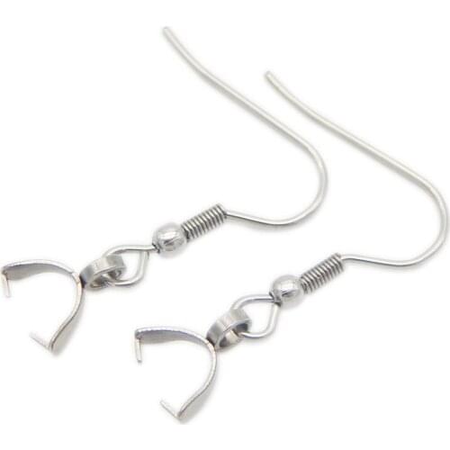 Stainless Steel Earrings French Ear Wire Backs with Pinch Bails Jewelry Connectors & Bails Findings DIY Making NO Fade Wholesale