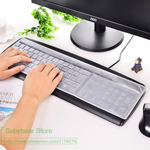 For Computer Desktop Keyboards 44*14cm Silicone Keyboard Protector Cover Skin For 19'' 21.5'' 22.1'' 23'' 24'' 27'' 29