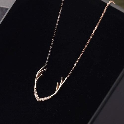 Symbol Gold Deer Antler Necklace 14K Gold for Women Best Quality Accessory Fashion Trendy Dainty Jewelry Elegant Delicate