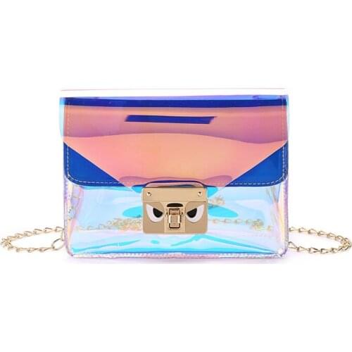 New Women Jelly Sac Laser Phone Bag Shoulder Bag Female Clear Mini Phone Messenger Bag Transparent Girls Crossbody Handbag
