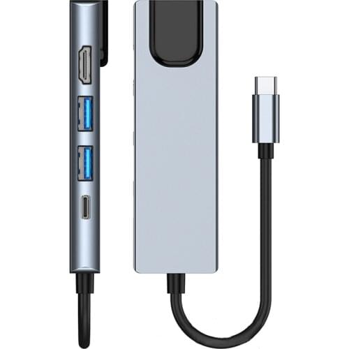 Type C To HDMI Docking Station 5 in 1 With Network Card USB C Hub 4K Notebook Docking Station