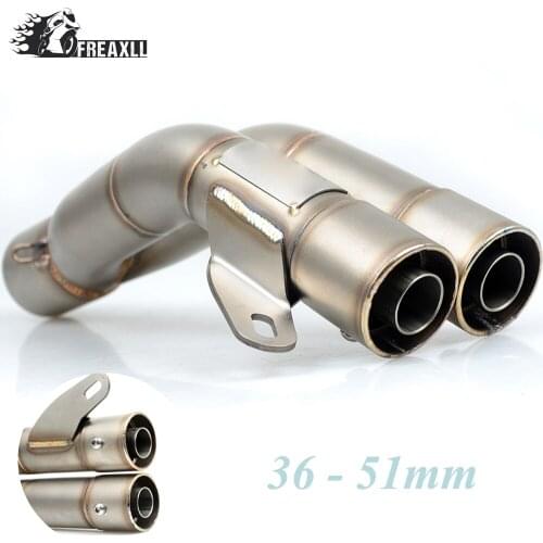 36-51MM Universal Motorcycle Double Exhaust Muffler Pipe For Kawasaki ninja650 300 ABSZ 1000 2010 ER-6n 6F YAMAHA FZ1 MT 07 XJ6