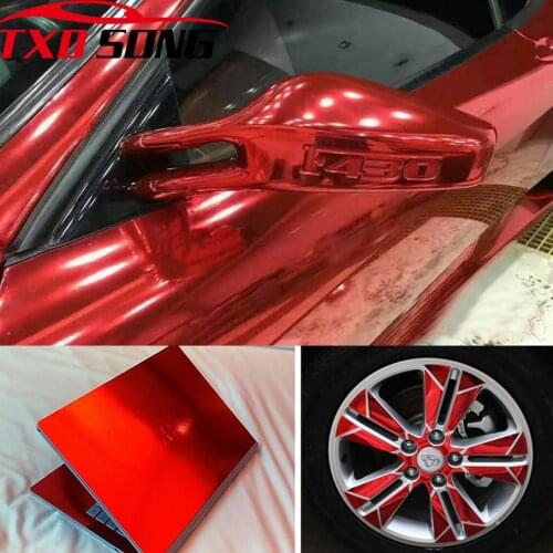 7 Sizes High quality Strechable chrome mirror red film Flexible car mirror red vinyl sticker Decal sheet