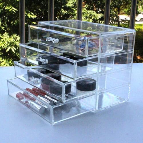 Drawer Makeup Organizer Cosmetics Storage Box Organizador Maquillaje Transparent Plastic Box Lipstick Jewelry Display Stand