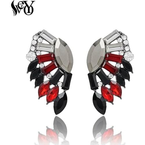 VEYO Trendy fan-shaped Stud Crystal Earrings For Women Earrings Fashion Jewelry Gift