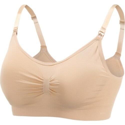 Ladies' Thin Breast-Feeding Bra Seamless Front Buckle Nursing Bra Pleated Wirefree Elastic Adjustable Gathering