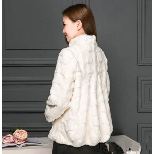 Womens Natural Real Mink Pieces Fur Women Coat