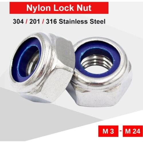 1-50PCS High Quality Hex Nylon Lock Nuts M2 M2.5 M3 M4 M5 M6 M8 M10 M12 M14 M16 M20 M18 M24 304/201/316 Stainless Steel DIN985