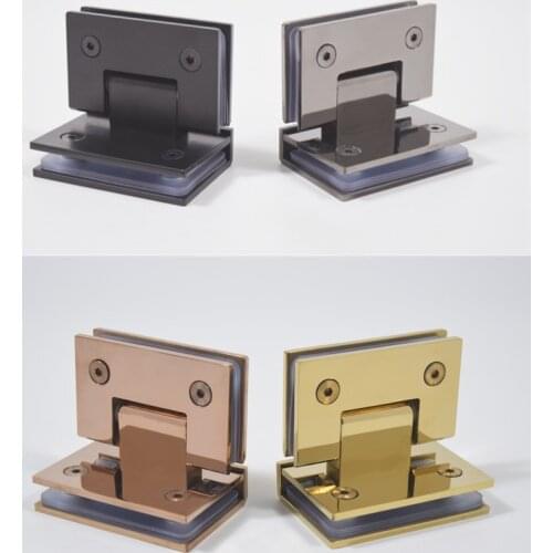 1Pcs 304 Stainless Steel 90 Degrees Screen Frameless Glass To Glass Hinge Shower Enclosure Black Gold Bronze Red Rose Mirror