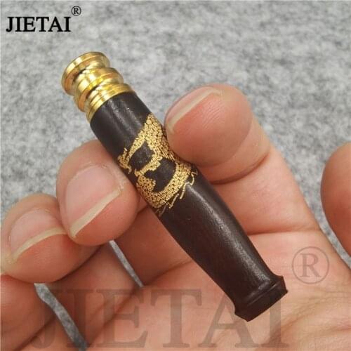 1PC Ebony Mahogany Carving Dragon Cigarette Holder Filter Smoking Pipe Bit Straight Filter Wooden Smoke Mouthpiece Men Gifts