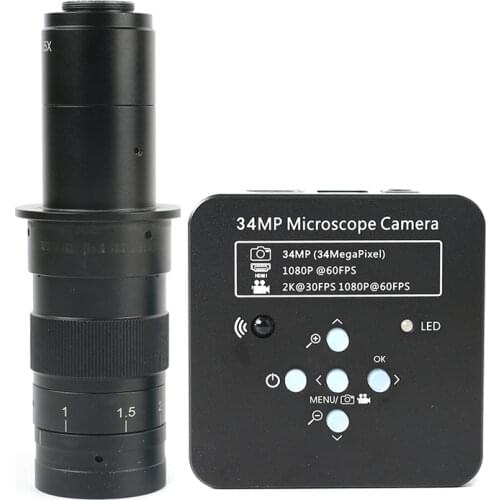 1080P 60FPS 2K 34MP 130X 180X 300X C Mount Lens Lab HDMI USB Industrial Electronic Digital Video Microscope Camera PCB Soldering