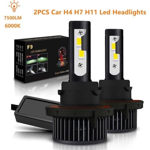 2Pcs H7 LED H4 Car Lights H11 LED 9006 9005 Car Headlight Bulb H4 LED Lights 7500LM COB LED H7 Lamps 6000K 12V 24V For Auto