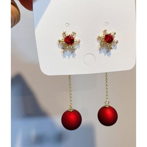 2021 Fashion Christmas Snowflake Zircon Inlay Long Tassel Earrings For Women Flower Earring Girls Sweet Party Wedding Jewelry