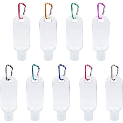 30pcs 30ml 50ml 60ml Clear Keychain Plastic Bottles With Flip Cap For Hand Sanitizer Shampoo Conditioner Body Wash Liquid