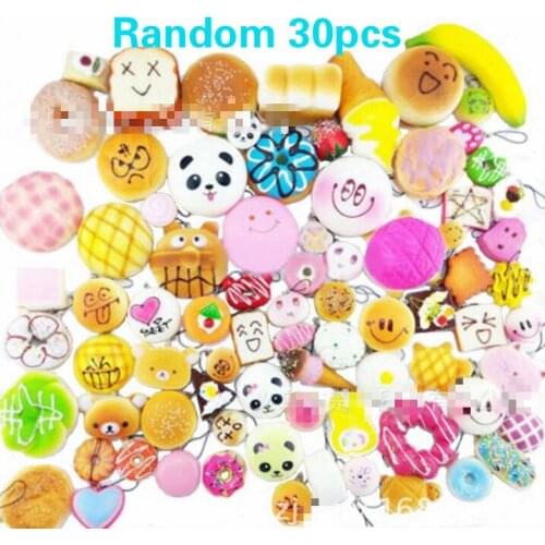 30pcs DIY Cute Mini Squishy Jumbo Panda Slow Rising Squishy Cute Bear Mini Bread pu Toys for Kids