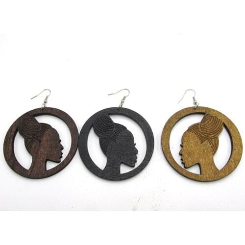 Free Shipping! 6cm Afro Hair Wood Earrings can mixes 3 colors