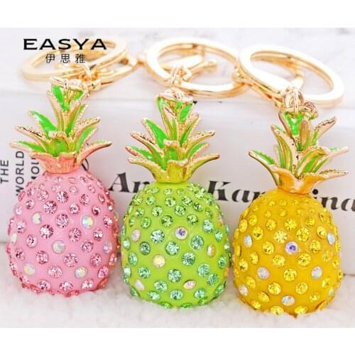 Korean creative resin pineapple design key chain girl bag hanging decoration hot small gift car exquisite pendant