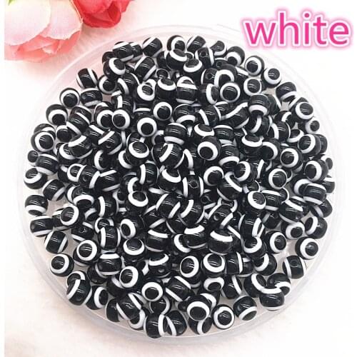 50pcs 6mm 8mm 8x10mm New Jewelry Black Resin Spacer Beads Ball Mixed Evil Eye Pattern Beads for Jewelry Making DIY Bracelet