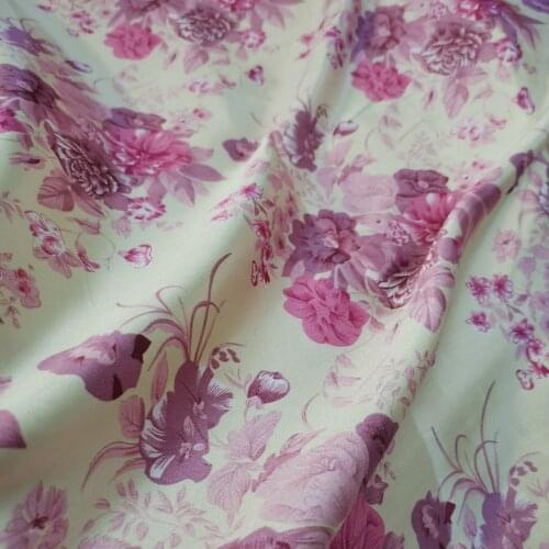 Flower Satin fabric Glossy Satin Fabric Polyester Tilda DIY Satin Charmeuse Fabrics