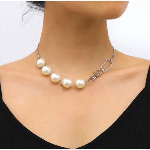 Elegant Simulated Pearl Necklaces Jewelry 2020 Geometric Beaded Creative Chain Choker Necklace For Women Boho Accessories